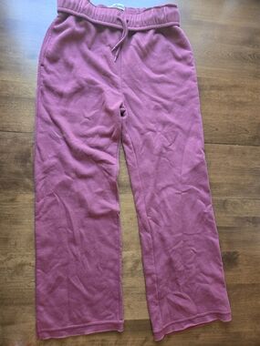 LuxxFleece Sweatpants Womens Large Mauve Fleece Lounge Cozy Soft